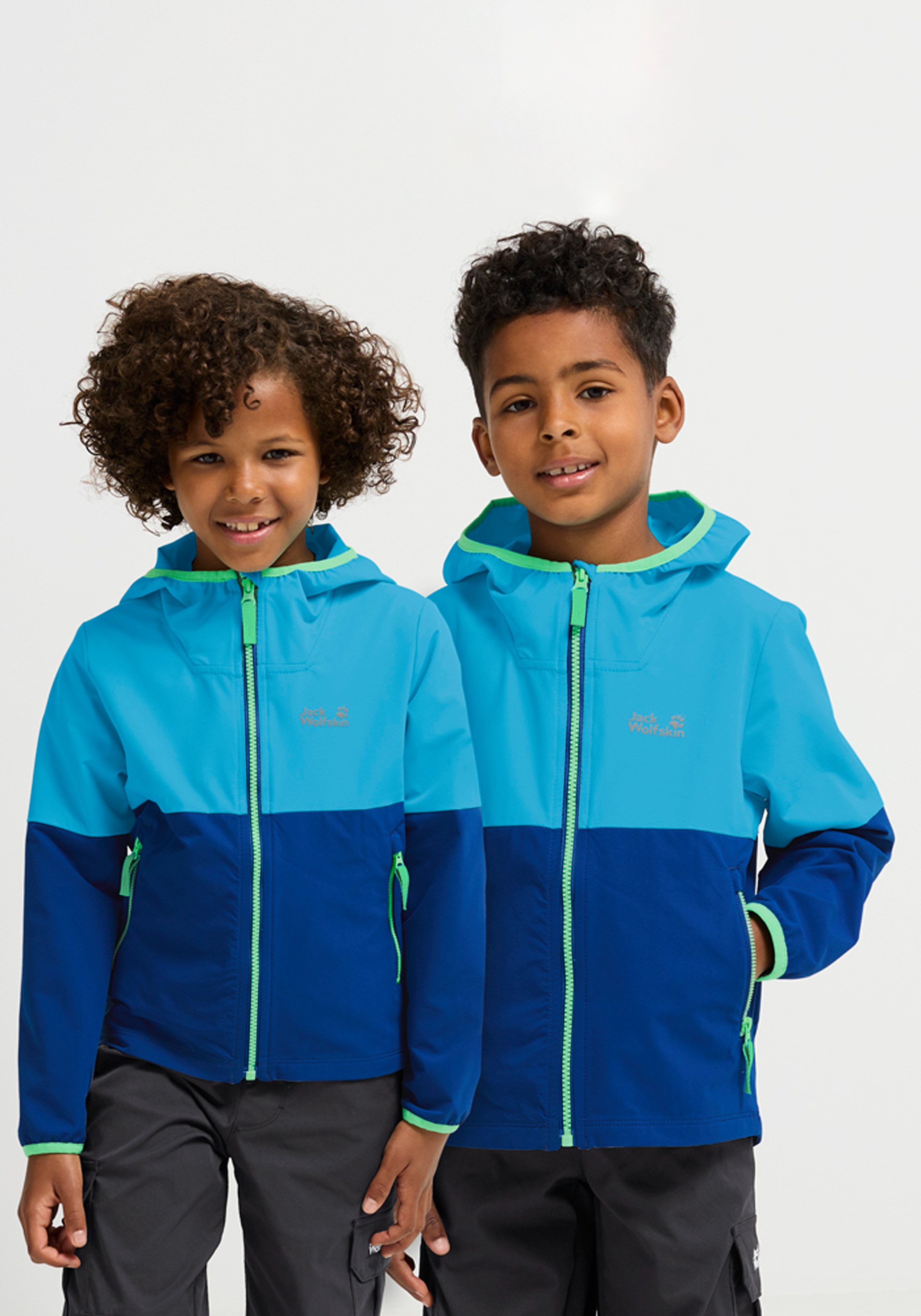 Jack Wolfskin Softshelljacke SANDBIRD HOODED JKT K Winddicht, atmungsaktiv, Übergangsjacke