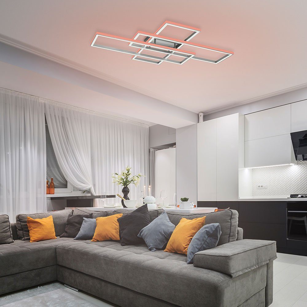 Deckenleuchte, verbaut, fest LED LED silber LED-Leuchtmittel Deckenlampe Designlampe etc-shop Wohnzimmerleuchte Fernbedienung