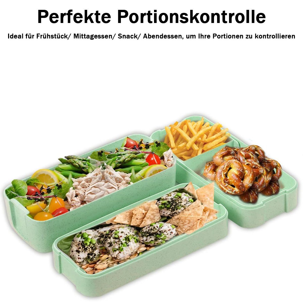 Lunchbox Vesperdose,für Kinder Jormftte Bento Grün Erwachsene mit Box,lunchbox fächern,Lagige