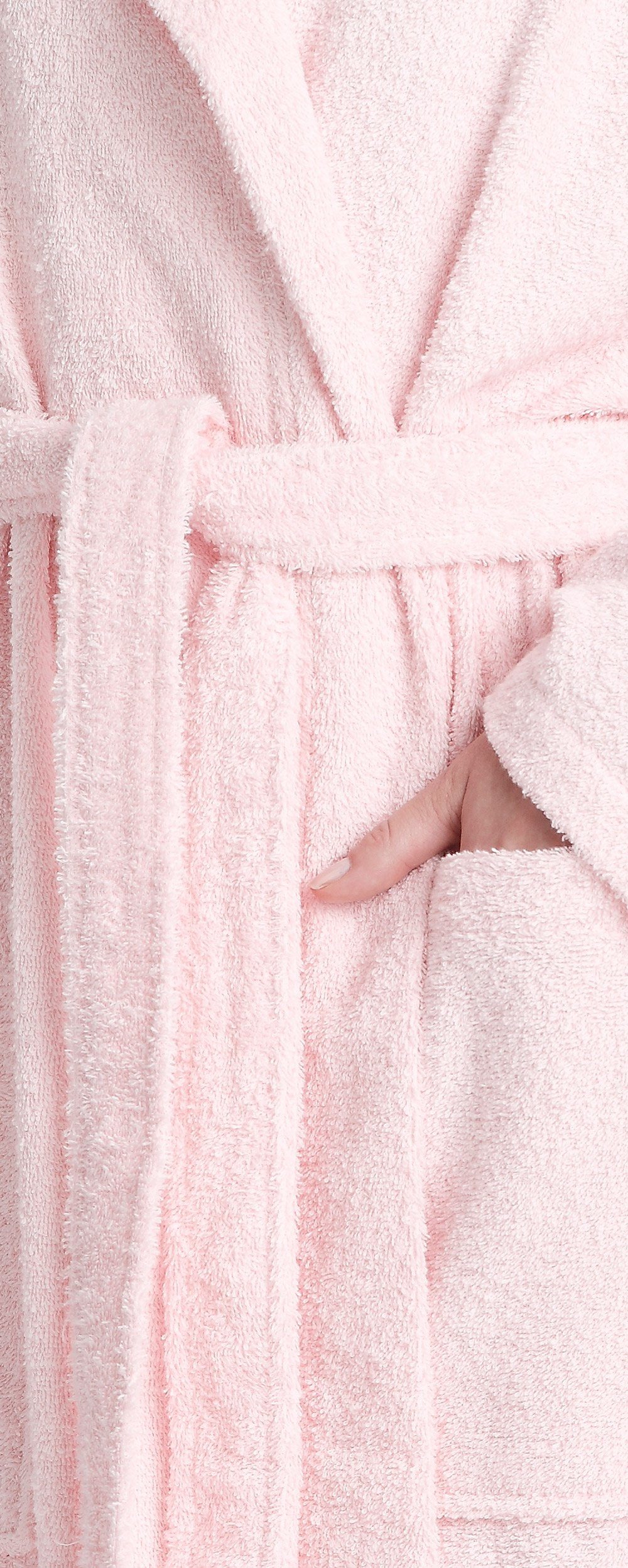 Arus Damenbademantel Astra, 100% Baumwolle, extra oder Kapuze, wadenlang Rosa Baumwolle 100% lang, mit