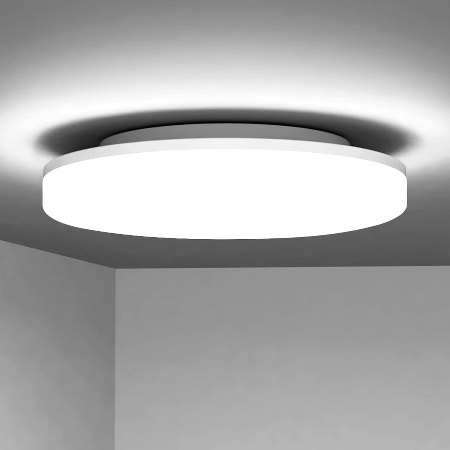Nettlife LED Panel Deckenlampe Rund Badezimmer Decke 24W Badlampe 27*4.8CM, IP54 Wasserdicht, LED fest integriert, Kaltesweiß