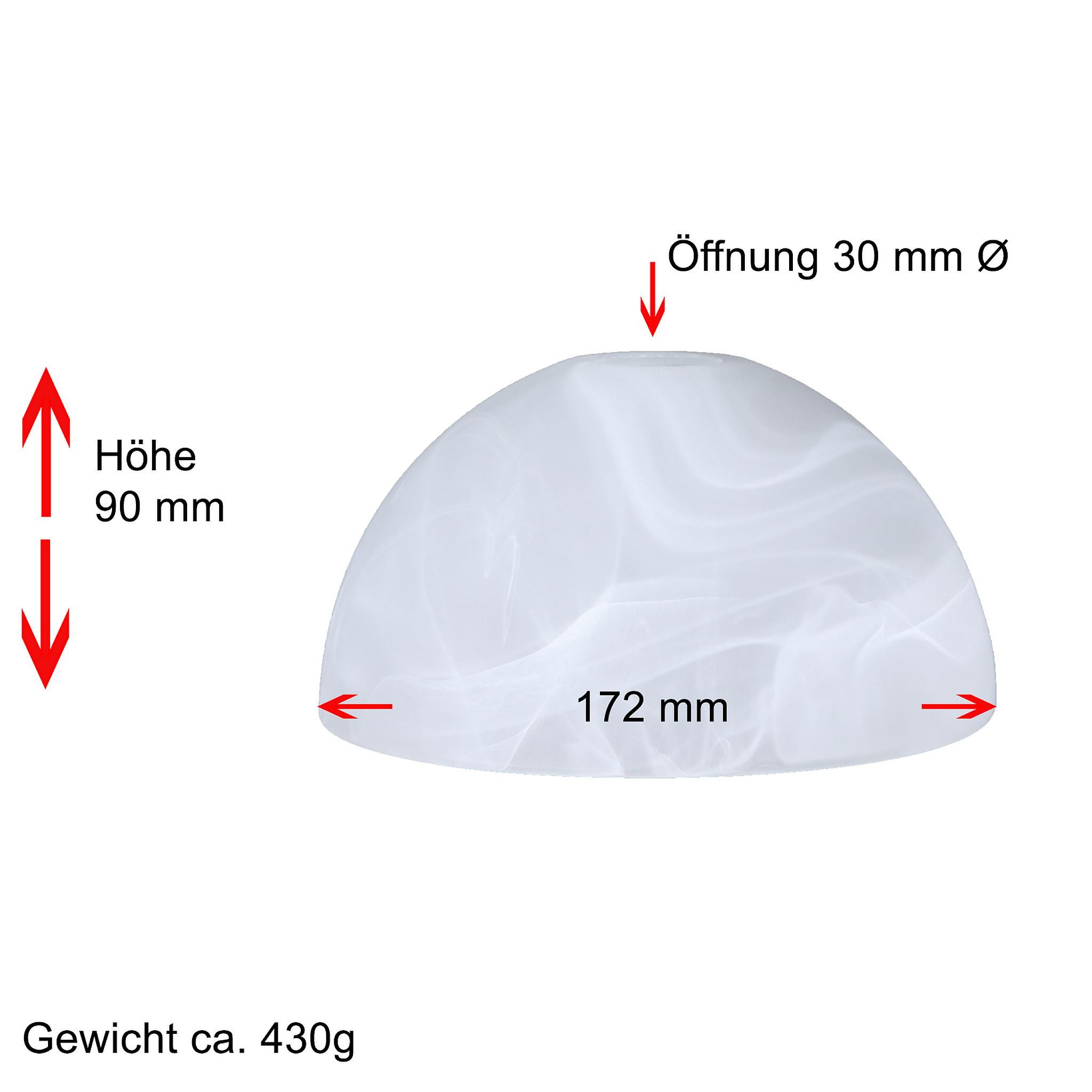 Home4Living Lampenschirm Lampenglas Ersatzglas Alabasterglas weiß Ø 172mm L günstig online kaufen