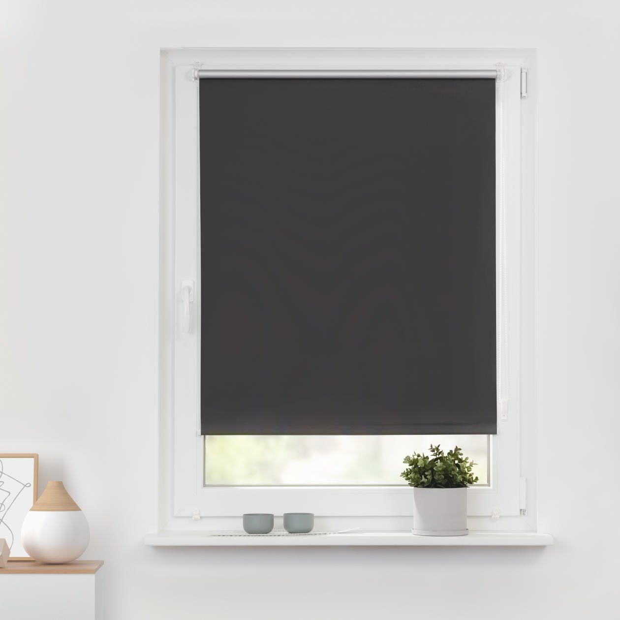 Seitenzugrollo Verdunkelungsrollo Thermo-Rollo Klemmfix ohne Bohren, LICHTBLICK ORIGINAL, verdunkelnd, verspannt, Klemmfix, Verdunklungsrollo mit Klemmträger und Silberbeschichtung blickdicht