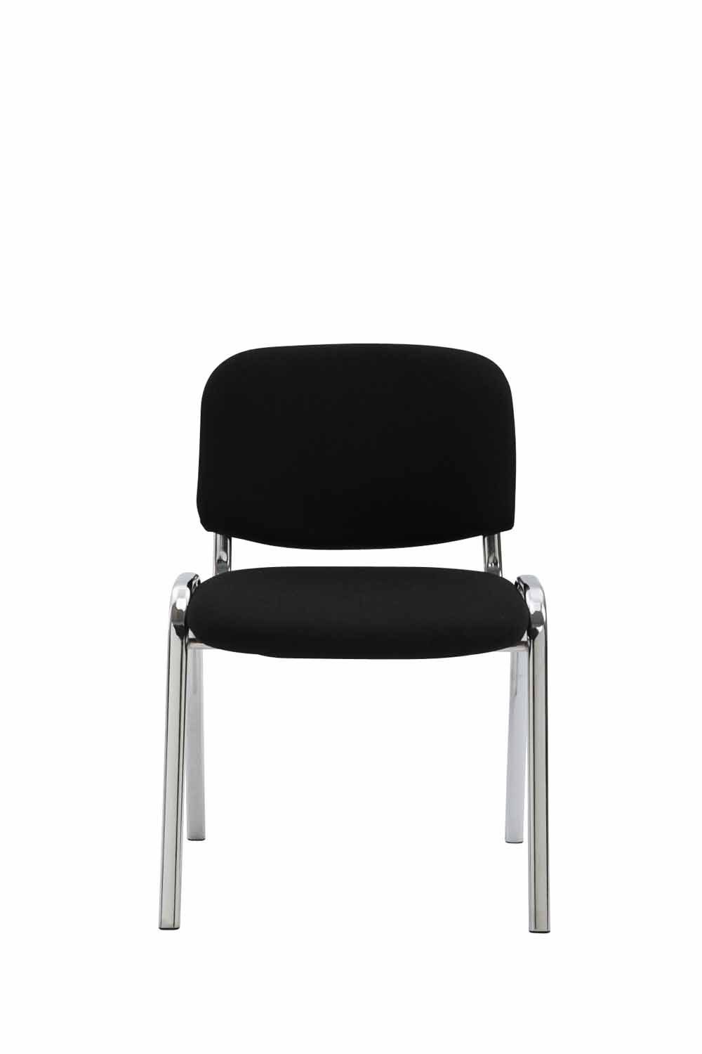 - - schwarz - - Warteraumstuhl (Besprechungsstuhl mit Sitzfläche: TPFLiving hochwertiger Gestell: Besucherstuhl Metall Konferenzstuhl chrom Messestuhl), Keen Polsterung Stoff