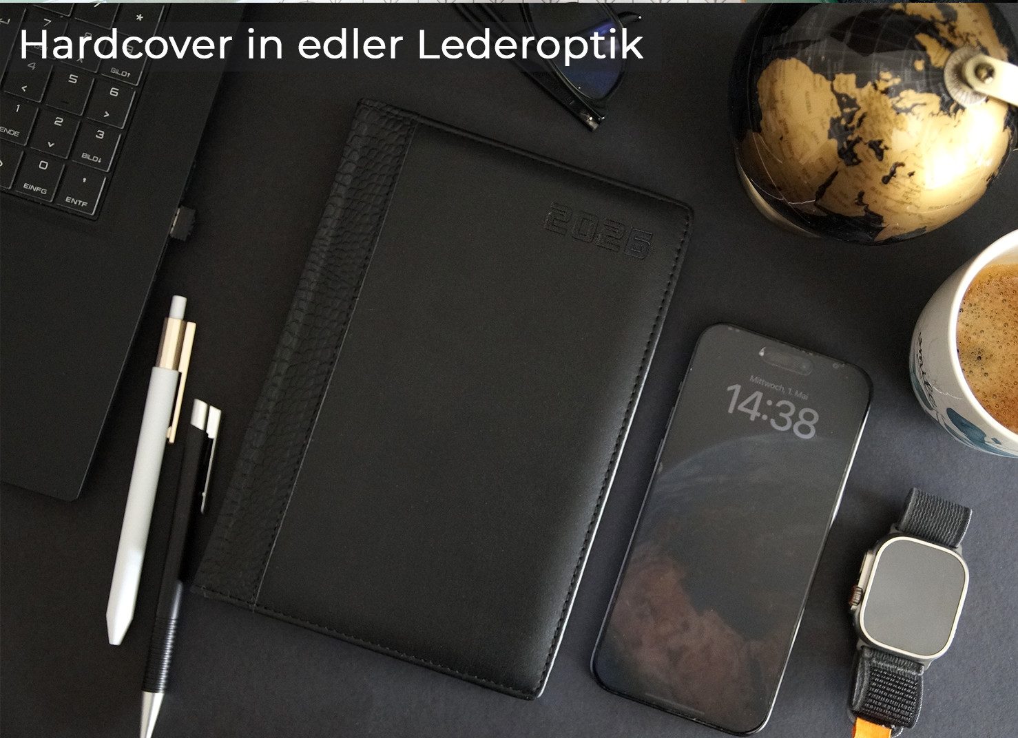 Kamber Office Terminplaner Buchkalender 2026 A5 Lederoptik Chefplaner Elegant, Terminkalender 2026 DIN A5, Chefplaner 2026 Planer mit Jahreskalender