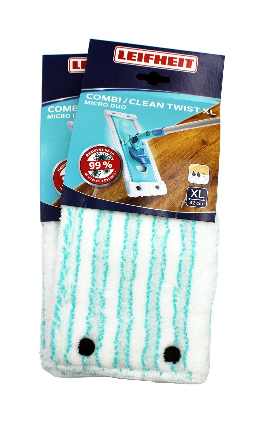 Leifheit 52017 Clean Twist micro duo XL Wischbezug 2er-Pack Wischbezug