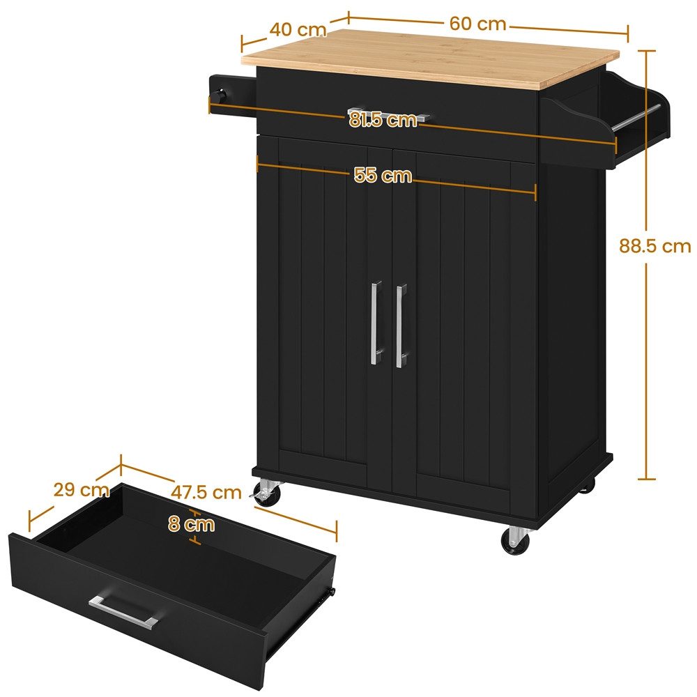 Yaheetech Küchenwagen, Servierwagen mit Schublade & 3 Schrank