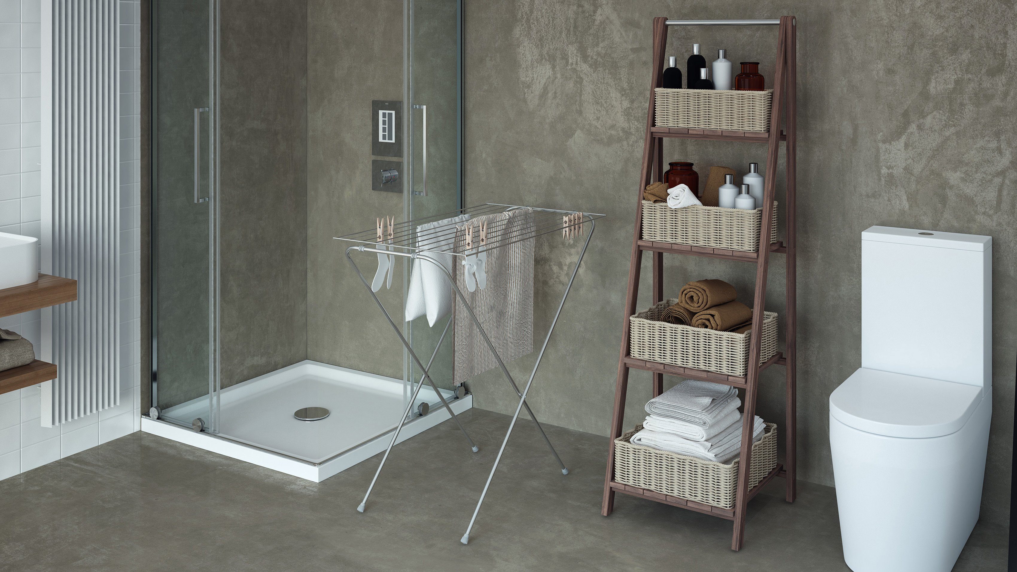 Bischof Colombo Wäscheständer GAZZELLA, 10 m Trockenlänge, pulverlackierter Stahl, platzsparend klappbar