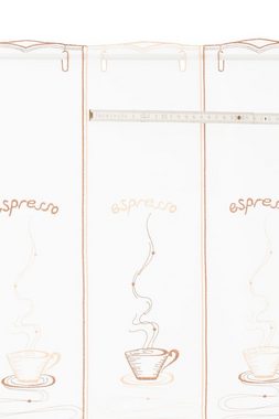 Scheibengardine nach Maß espresso bestickt, Gardinen Kranzusch, Stangendurchzug, transparent, Kurzgardine, Wunschmaß, Stablöcher, transparent