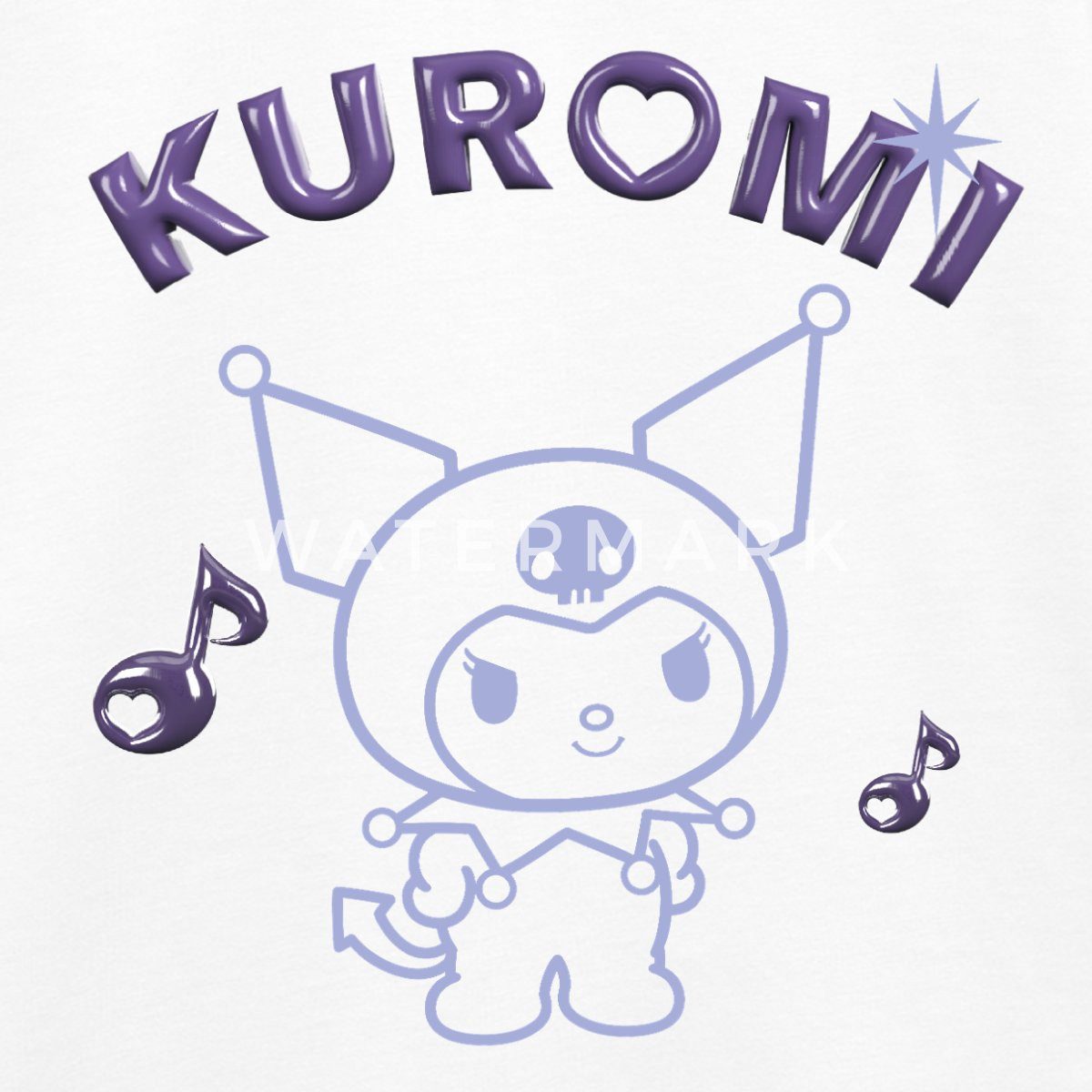 Spreadshirt T-Shirt Kuromi Outline Mit Chrome Schriftzug Teenager Premium T-Shirt (1-tlg)