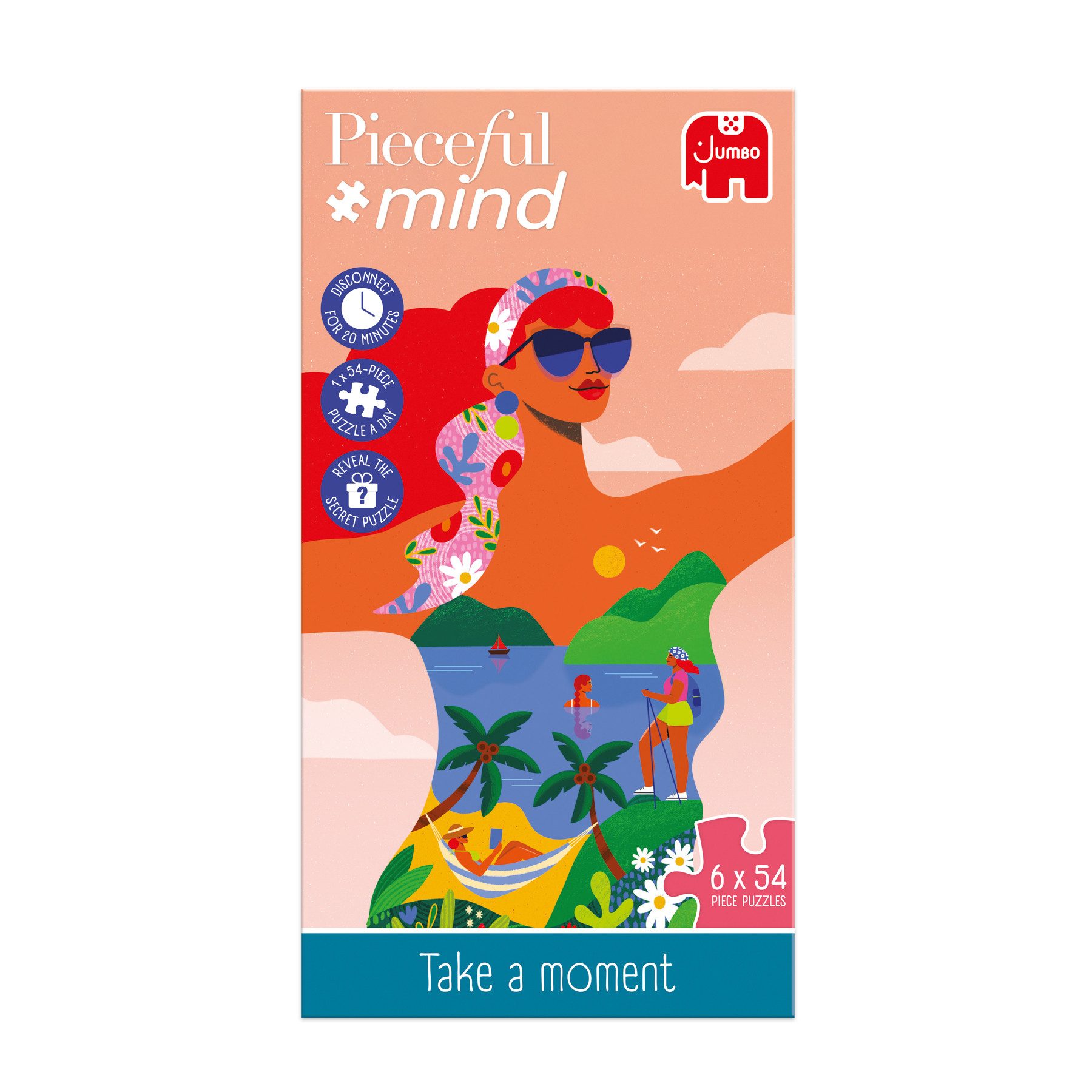 Jumbo Spiele Puzzle Pieceful Mind, Nimm dir den Moment, 6 Puzzles mit je 54 Teile, 54 Puzzleteile