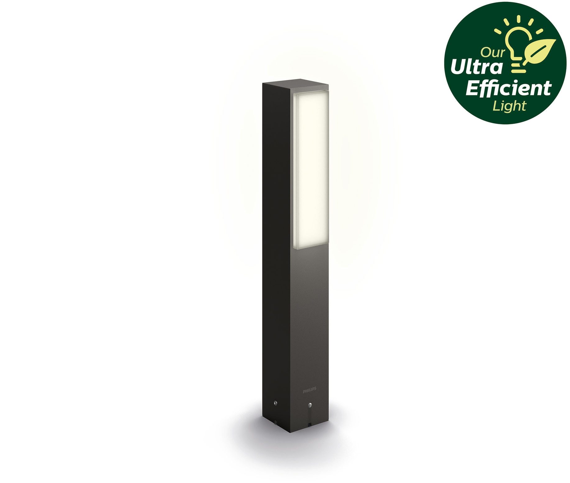 Philips Hue LED Sockelleuchte Outdoor A-Label Stratosphere Wegeleuchte UE 3,8W 27K, LED fest integriert, Warmweiß