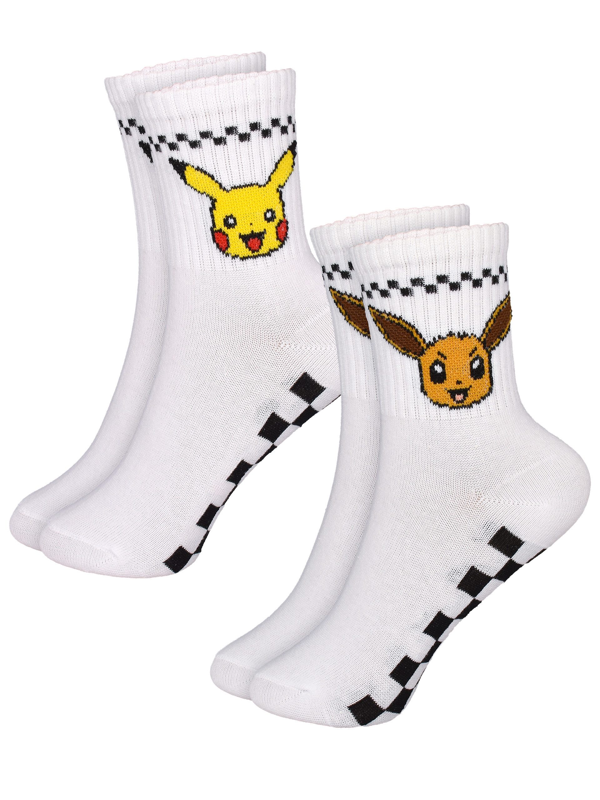United Labels® Socken Pokemon Socken Pikachu & Evoli Tennissocken Söckchen (2er Pack) Originallizenz
