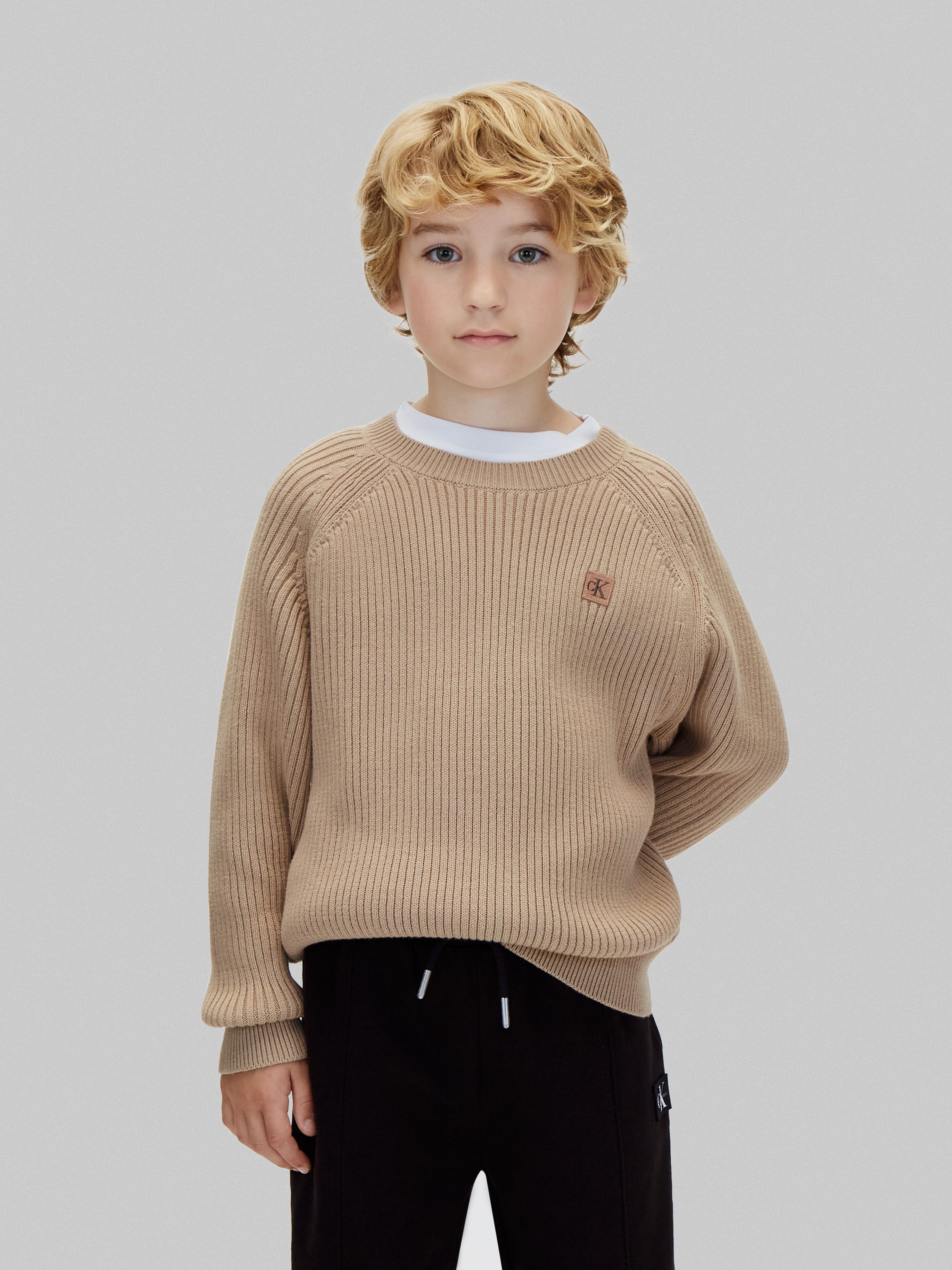 Calvin Klein Jeans Strickpullover Raglanärmel, Regular Fit, reine Baumwolle