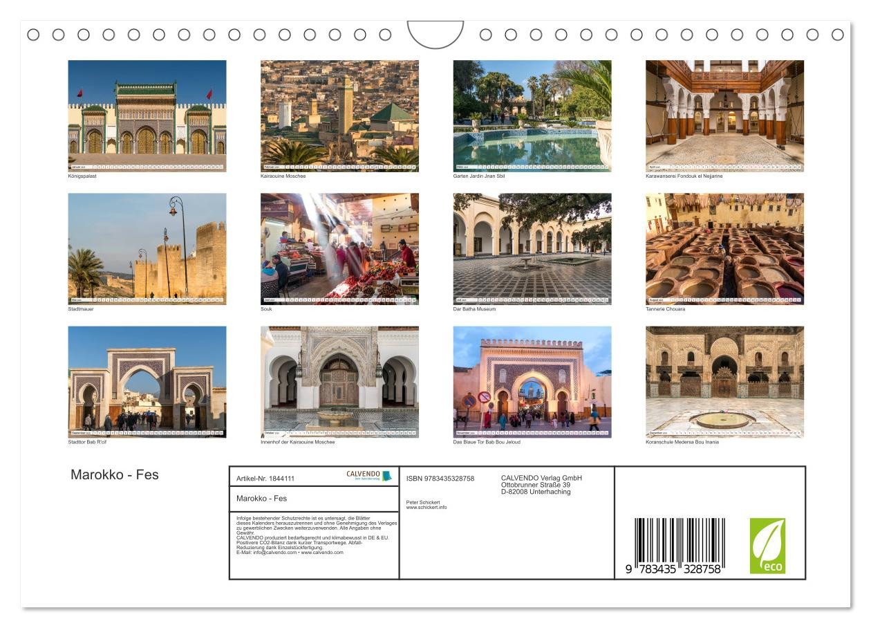 Thumbnail - CALVENDO Wandkalender Marokko - Fes (Wandkalender 2025 DIN A4 quer), CALVENDO Monatskalender
