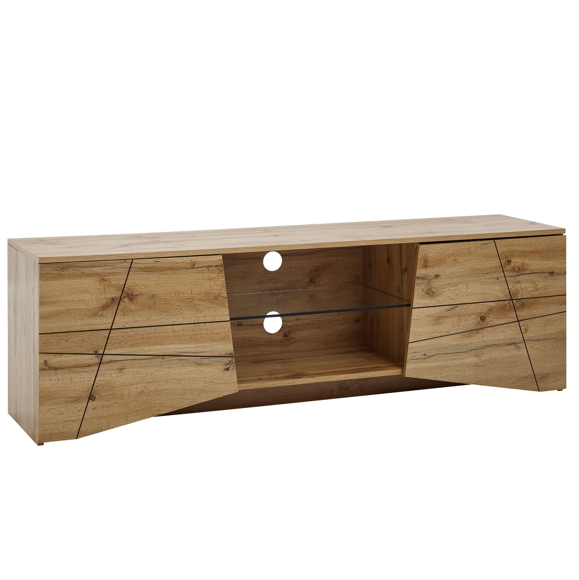 furnicato Lowboard TV-Unterschrank 160x50x40 cm Braun (1 St), Lowboard mit Glasplatte und Kabeldurchlass für deinen Fernseher