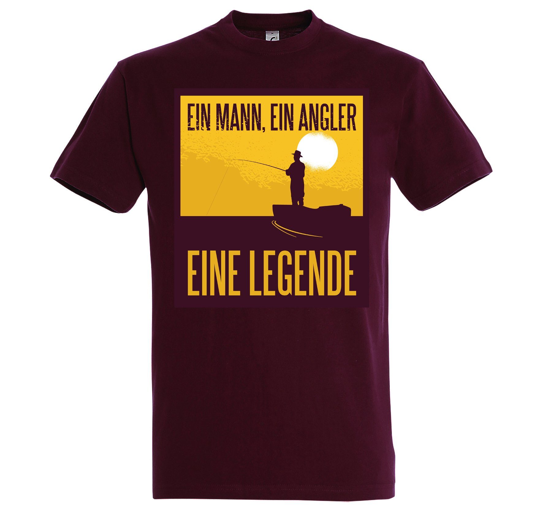 T-Shirt Spruch Angler lustigem Youth mit Herren Burgund T-Shirt Designz Legende