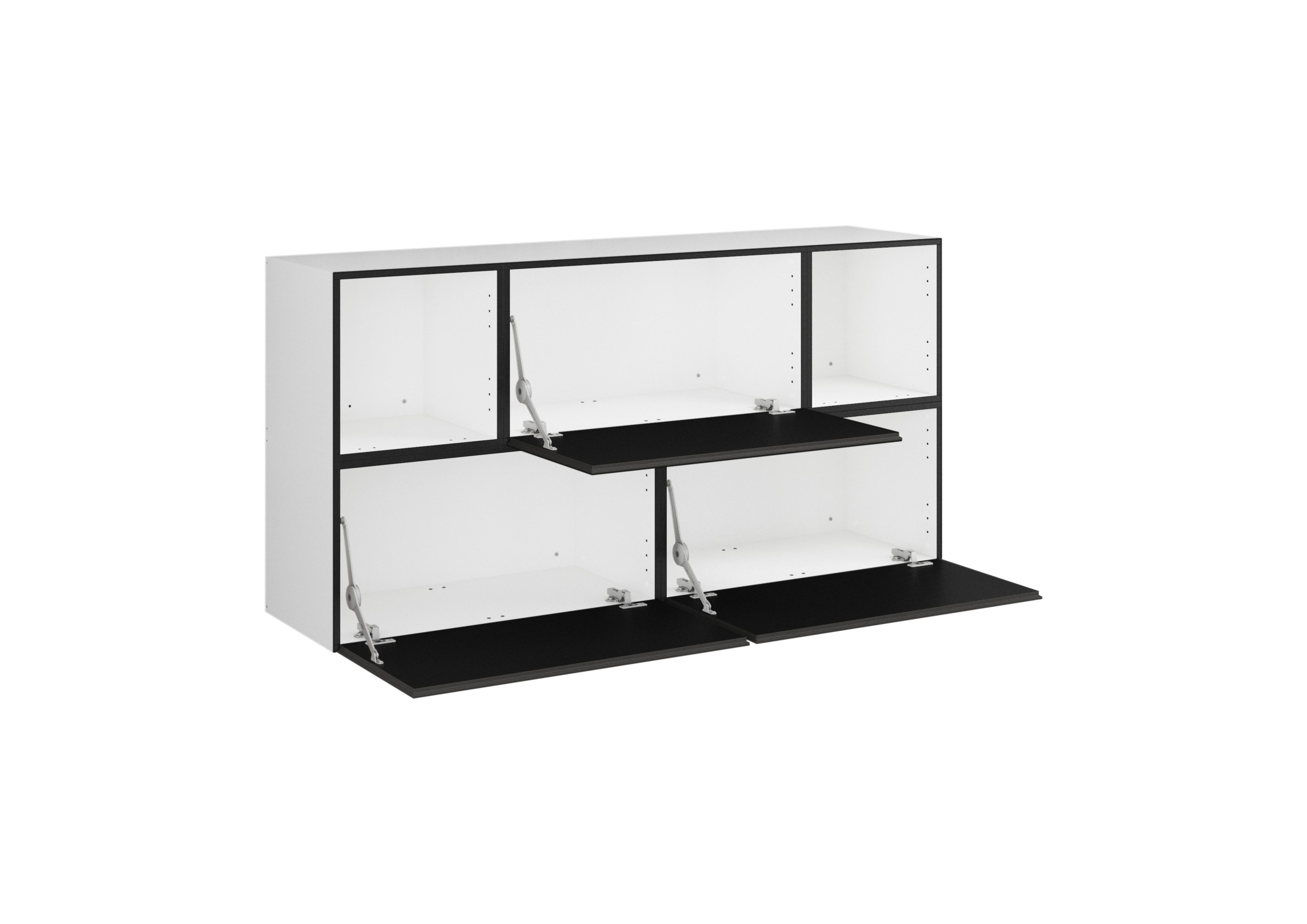 BMG Möbel Sideboard Modul+ (Lowboard 5 tlg. 152 cm breit, bestehend aus 3x Schrank mit Klappe, 2x offenes Würfelregal), MDF tiefgezogene Fronten mit Soft-Close, Made in Germany