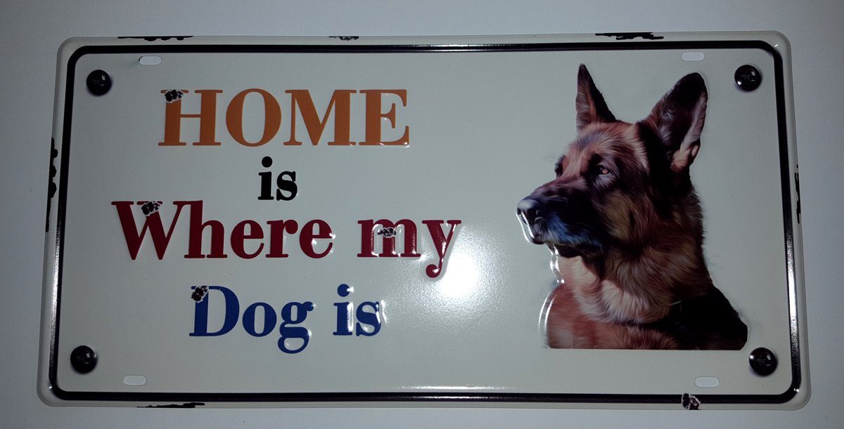 LB H&F Lilienburg Metallbild Blechschild Hund Schäferhund geprägt - Home is  Where My Dog is - 40x20 cm Wandschild Blech Metallbild Bild Wanddeko Schild  Wanddeko Dekoschild Metallschild Eingang Gartenzaun