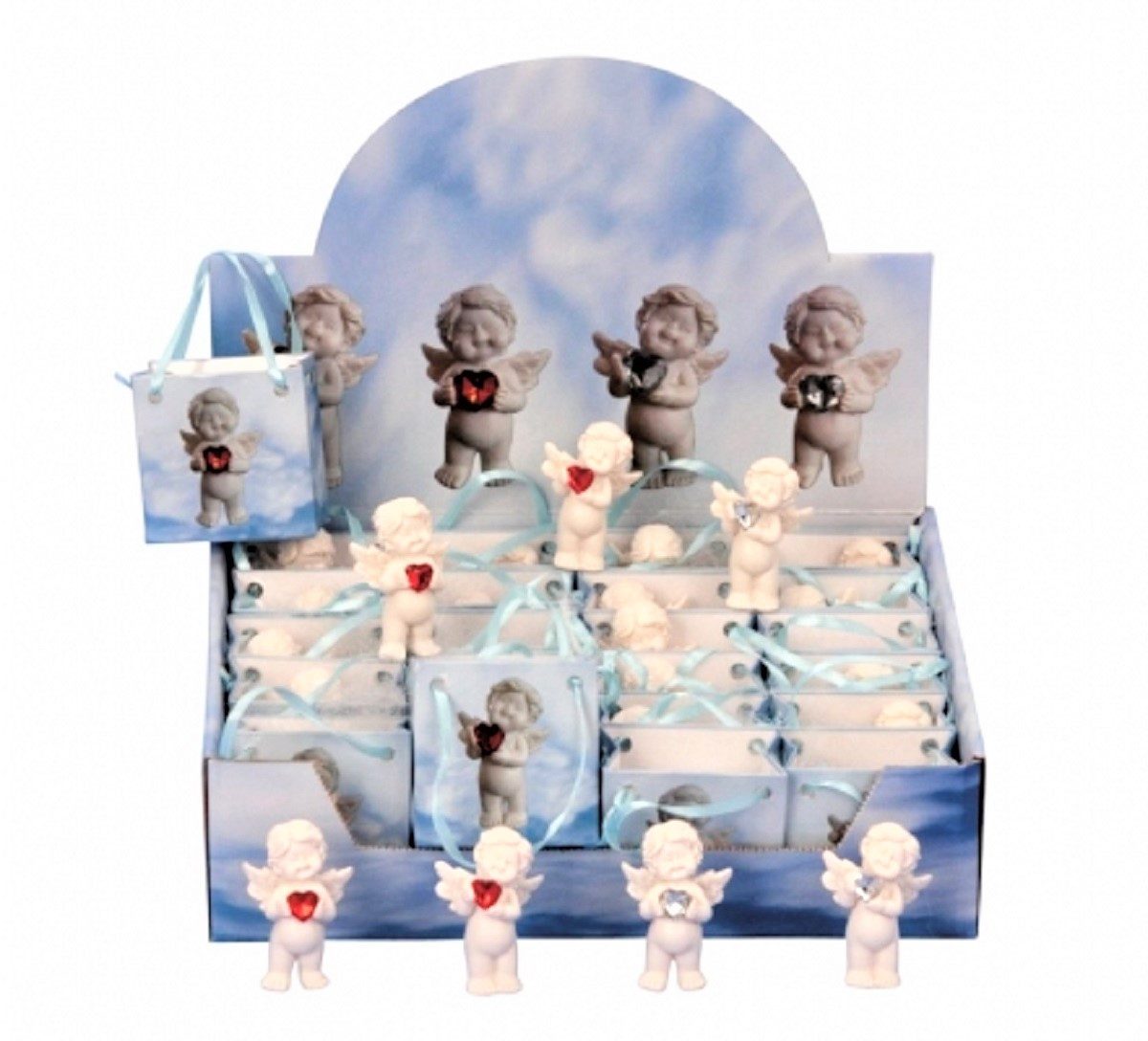 Geschenkestadl Engelfigur 24 Schutzengel mit Herz im Display – ideale Gastgeschenke & Deko (24 St)