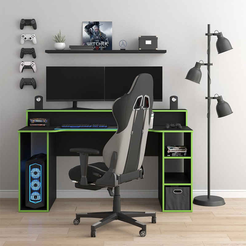 Vicco Computertisch Gamingtisch Schreibtisch RONI Schwarz Grün