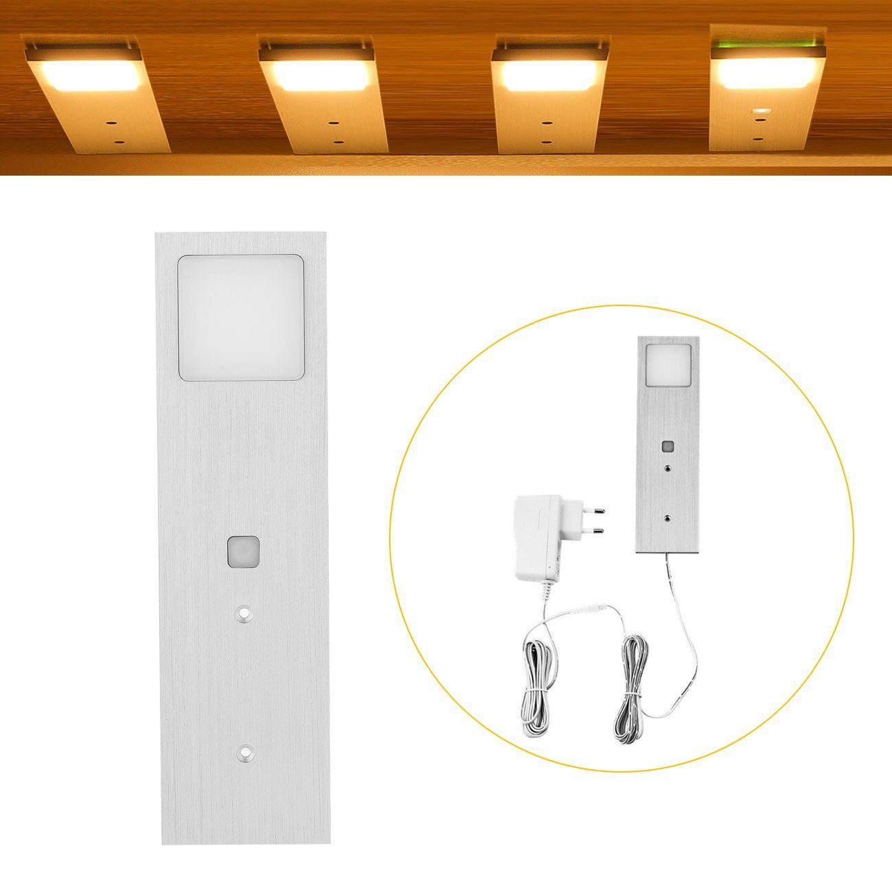 Warmweiß, LED Super LETGOSPT mit LED Aluminiumkörper und Schalter, Einbauspot, Set Aluminium Möbel Möbelleuchte fest LED Unterbauleuchte integriert, Küche 1er 5W, Set dünn Einbaustrahler Unterbauleuchte