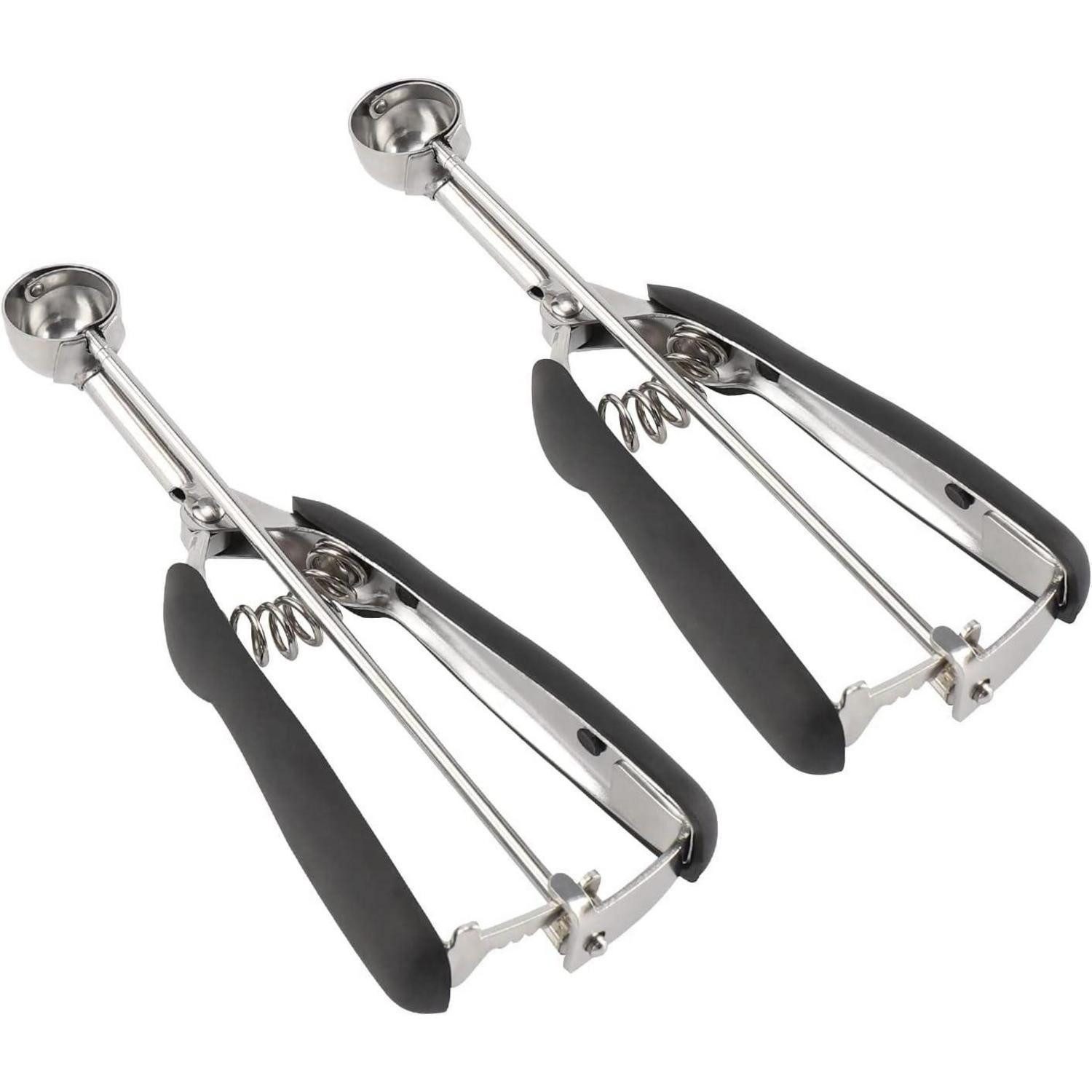LuxusKollektion Back-Set Keksschaufel Set 2 Teelöffel Edelstahl Auslöser Griffe 25mm+30mm