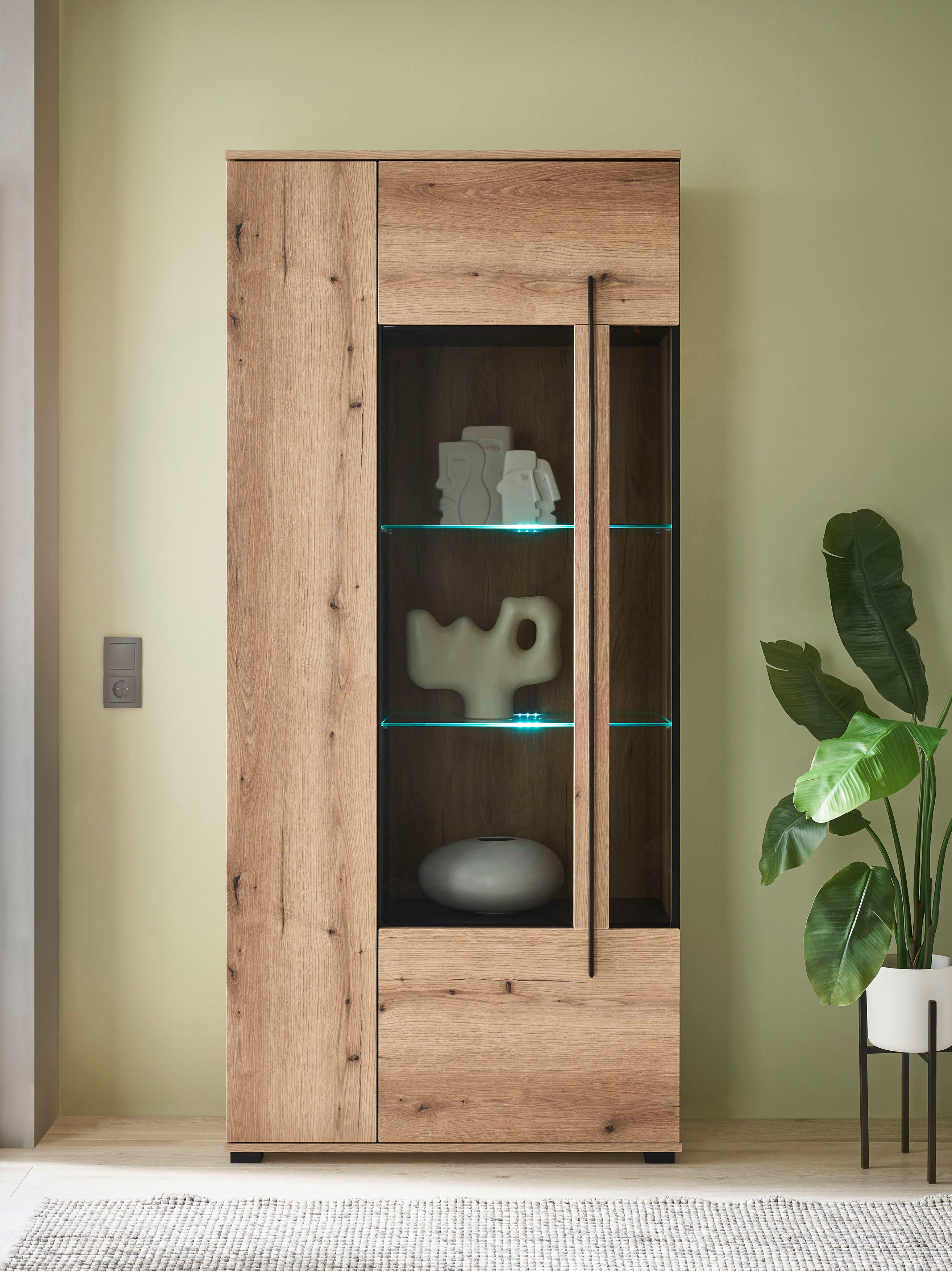 INOSIGN Vitrine Cantara, Vitrinenschrank in Eiche Evoke oder weiß, Standvit günstig online kaufen