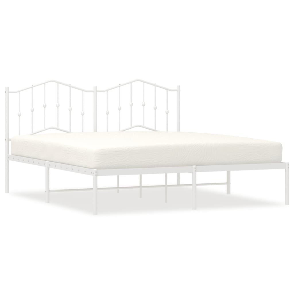 vidaXL Bettgestell, Bettrahmen mit Kopfteil Metall Weiß 183x213 cm günstig online kaufen