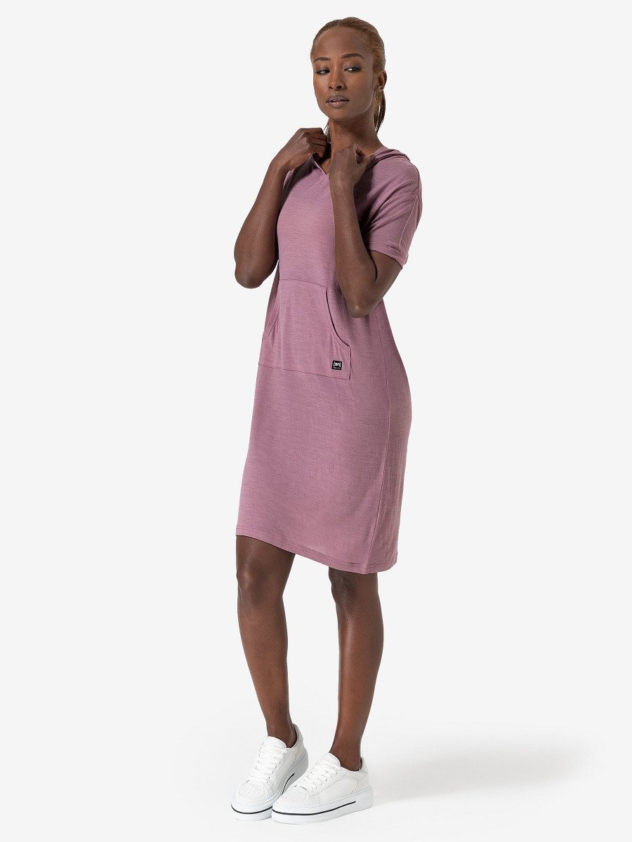 SUPER.NATURAL Sweatkleid für Damen aus Merino W HOODED DRESS sommerlich leicht