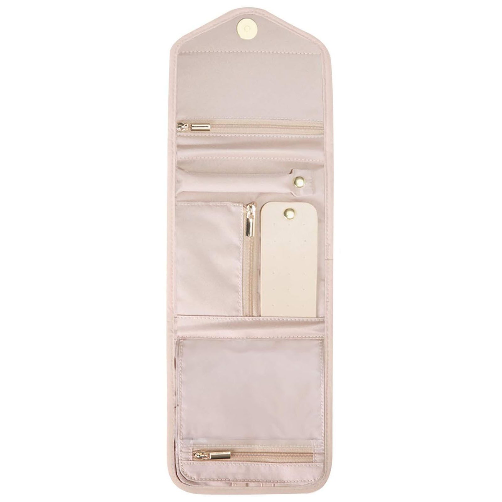 OKWISH Schmuckrolle Schmucktasche Schmuck Organizer Tasche Reise Schmuckaufbewahrung (14x42 cm nach Falten nur 14x15.5 cm faltbar Travel fragbar, 1 St., Reisen Schmuckroll Schmuck-Roll Damen Frauen), für Ohrringe Ringe Armbänder Broschen Halsketten Uhren Besuche usw