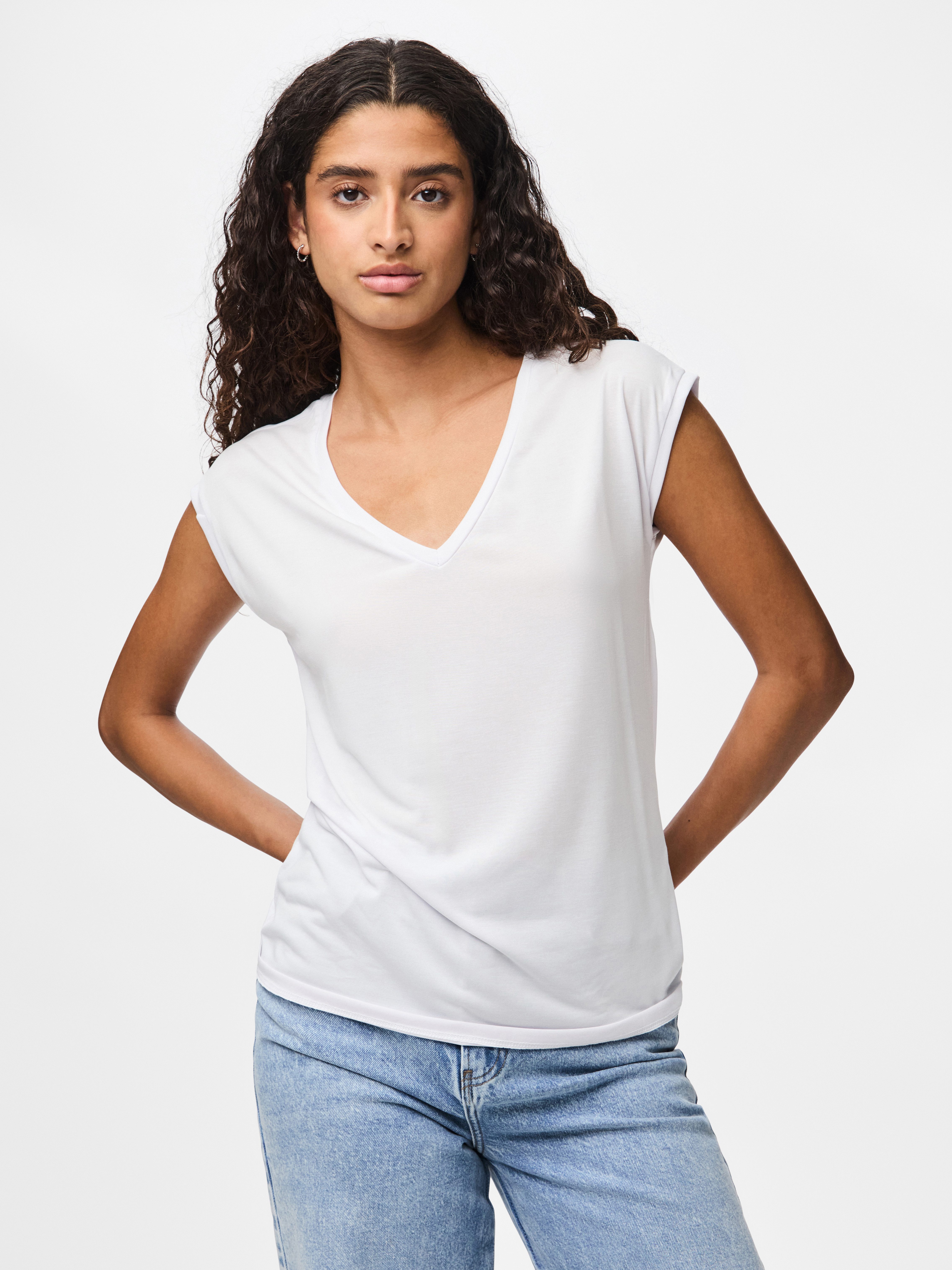 pieces Kurzarmshirt PCKAMALA TEE NOOS BC Materialmix, regular fit