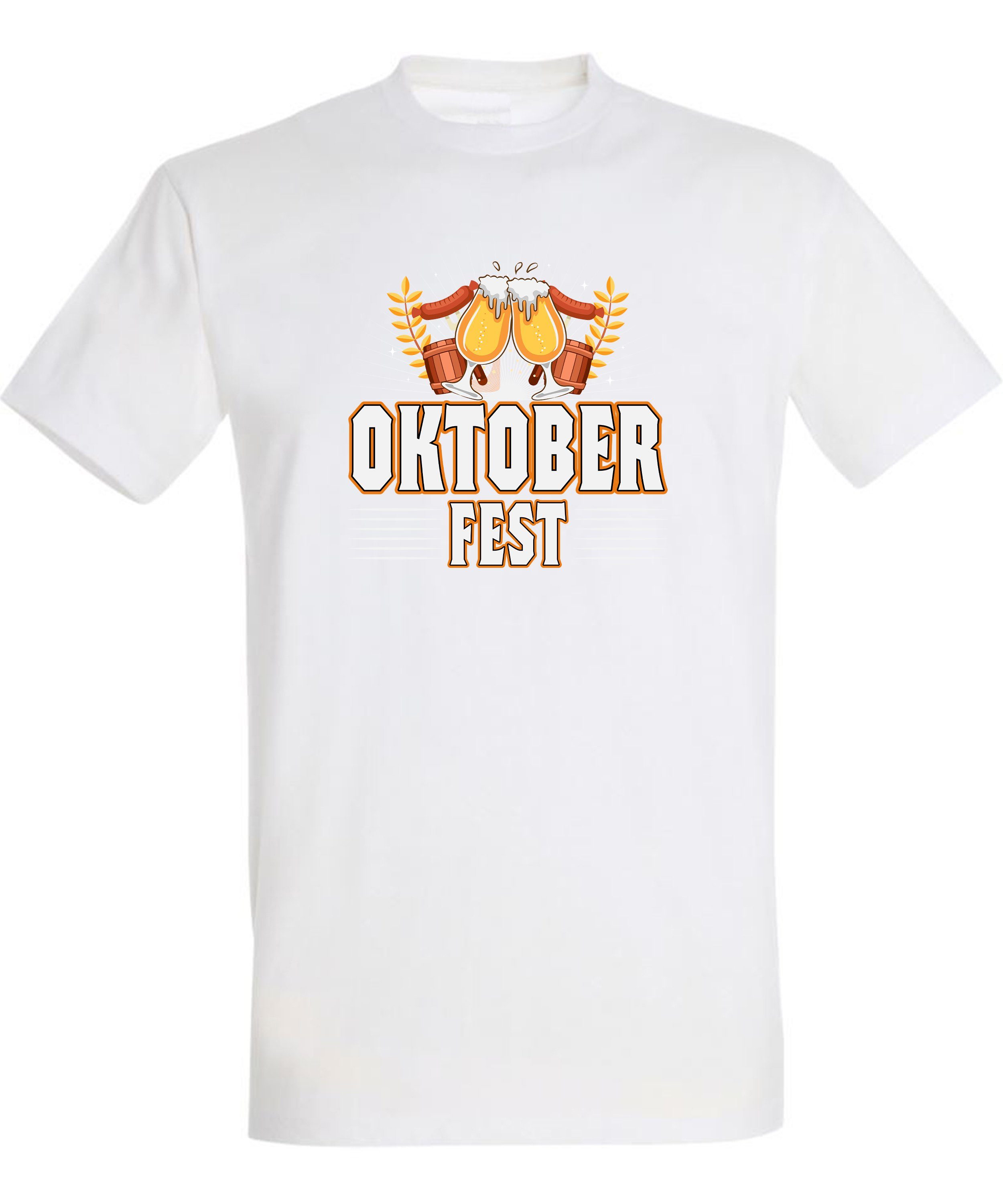T-Shirt Fit, Regular Shirt Herren Oktoberfest MyDesign24 i327 Baumwollshirt - Aufdruck T-Shirt Party mit weiss