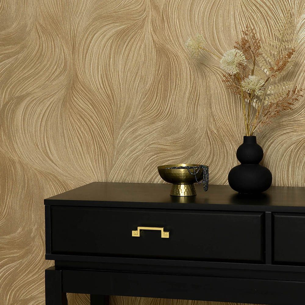 Erismann Vliestapete Wellen Linien Gold Metallic 10522-30 Guido Maria Kretschmer