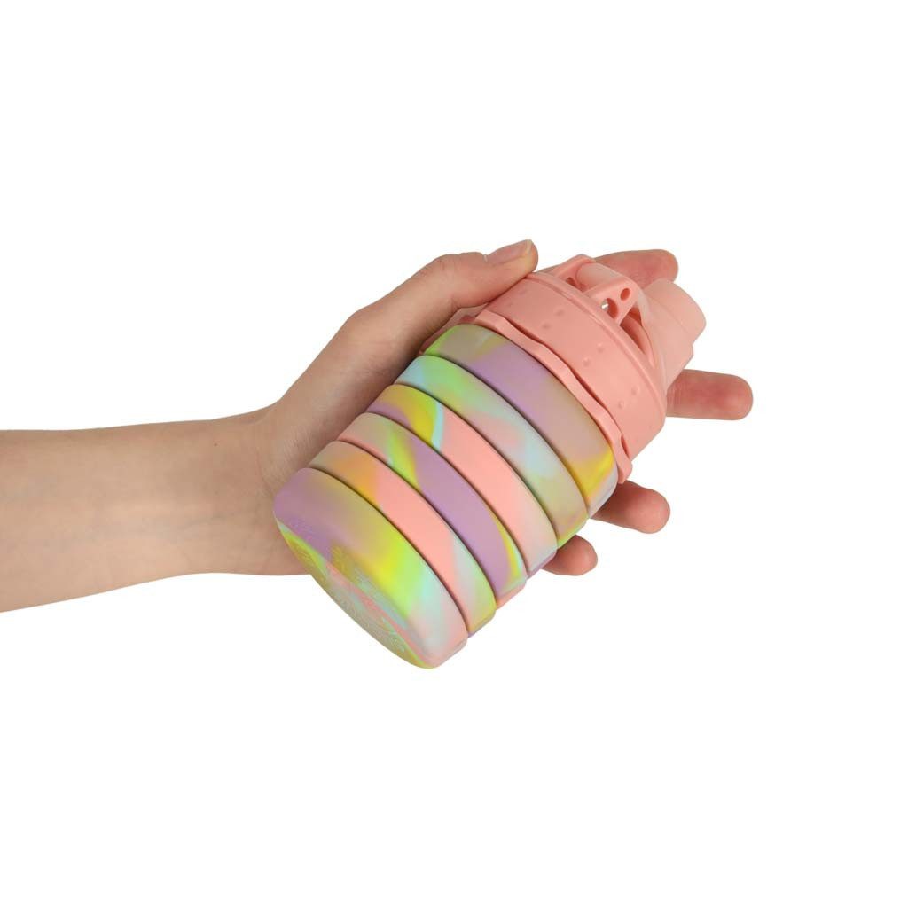 Ikonka Trinkflasche Trinkflasche faltbar 500 ml Silikon Sportflasche mit Karabiner, faltbar Silikon 500 ml leicht Karabiner kompakt Sport Flasche