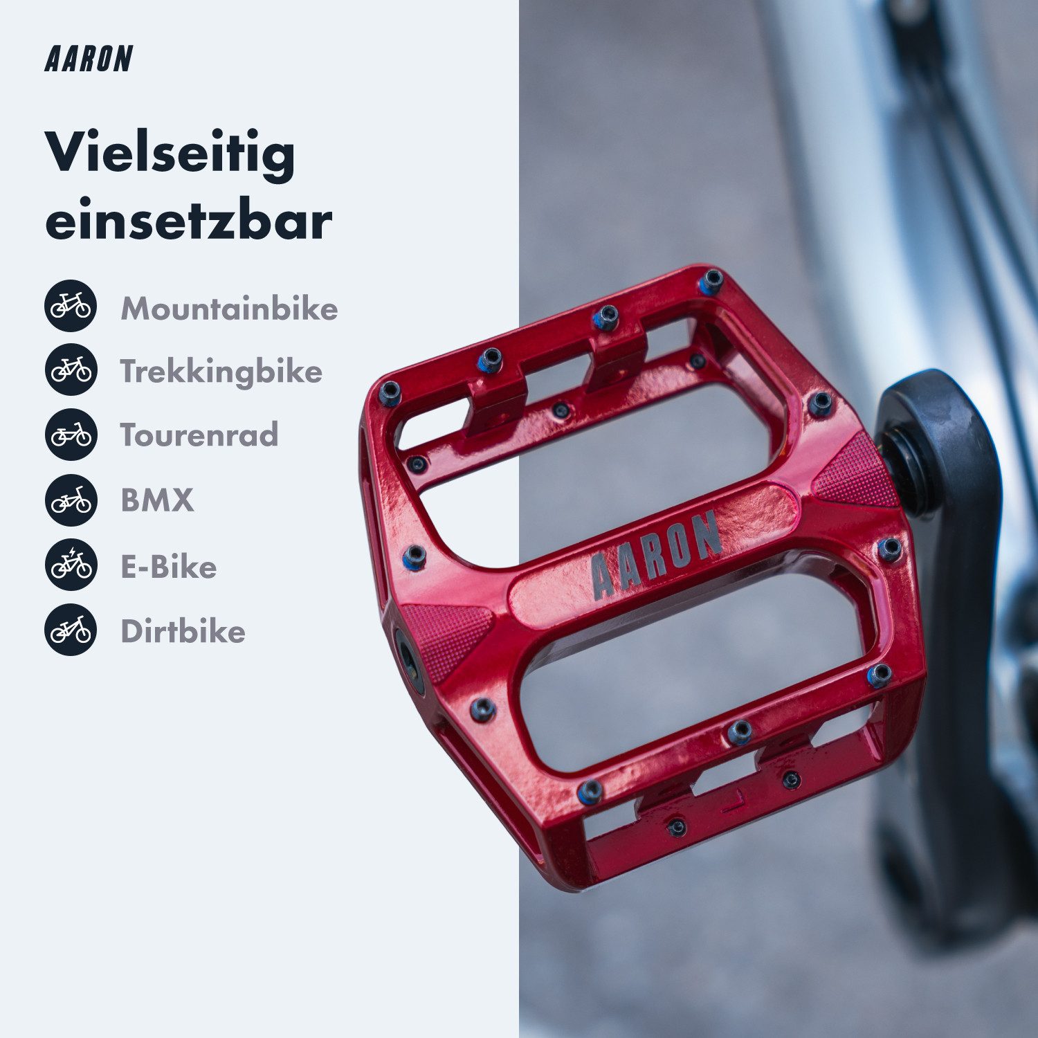 AARON Fahrradpedale Rock MTB Pedale Aluminium - Industriekugellager & austauschbare Pins