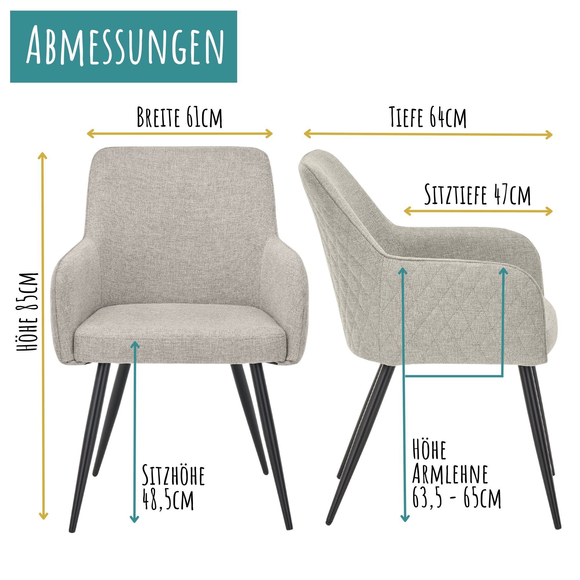 set one by Musterring Armlehnstuhl AKRON (2er-Set), gepolsterter Schalenstuhl für Küche, Esszimmer, Büro