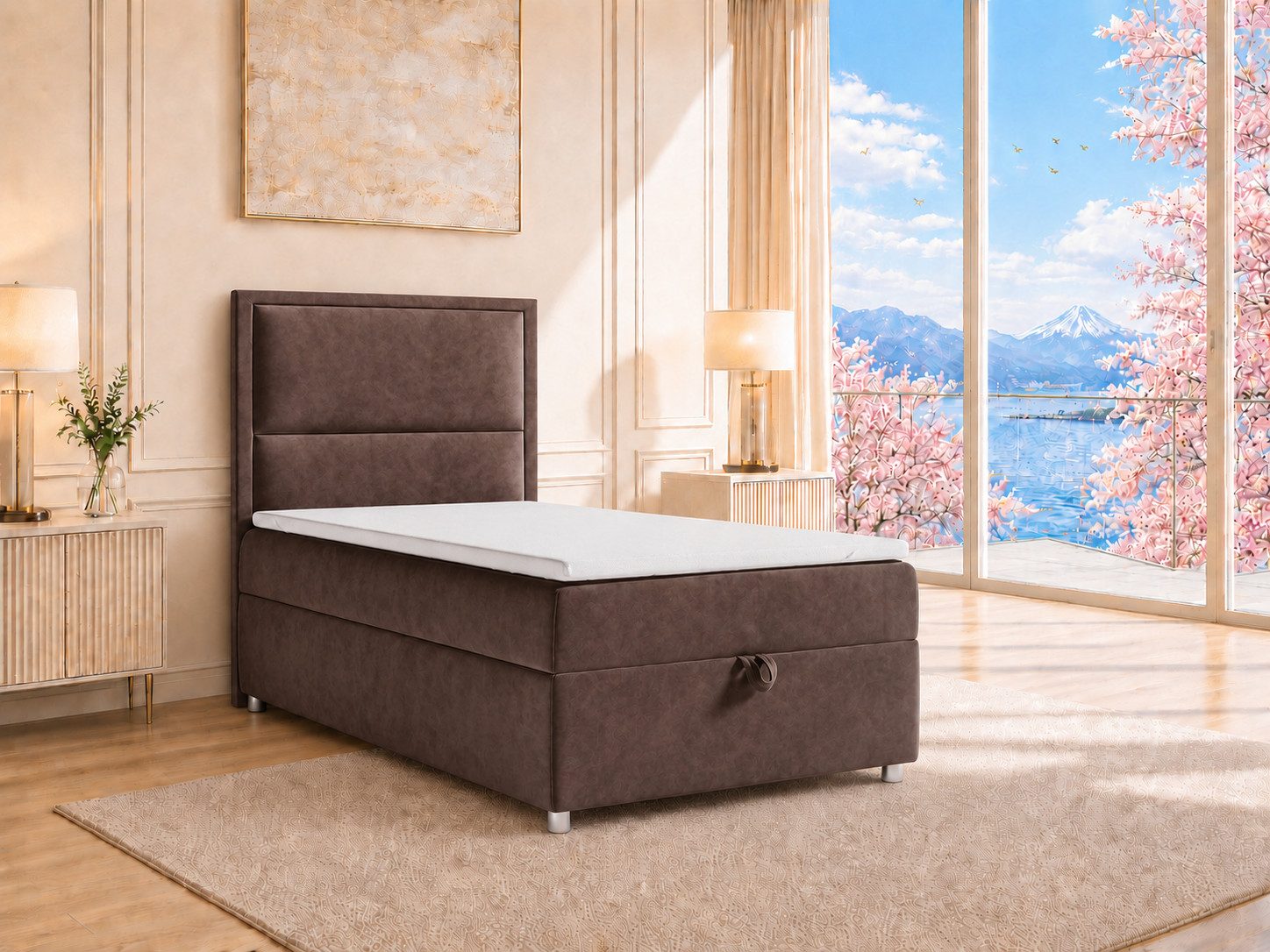 Best for Home Boxspringbett K-11 SINGLE mit Bettkasten, Bonellfederkern, Komfort Topper H3 (Hotelbett, Einzelbett, Kinderbett, Juniorbett, 5-St., 70x200 80x200 90x200 100x200 cm), Einzelbett mit integriertem Stauraum, gepolstertem Kopfteil
