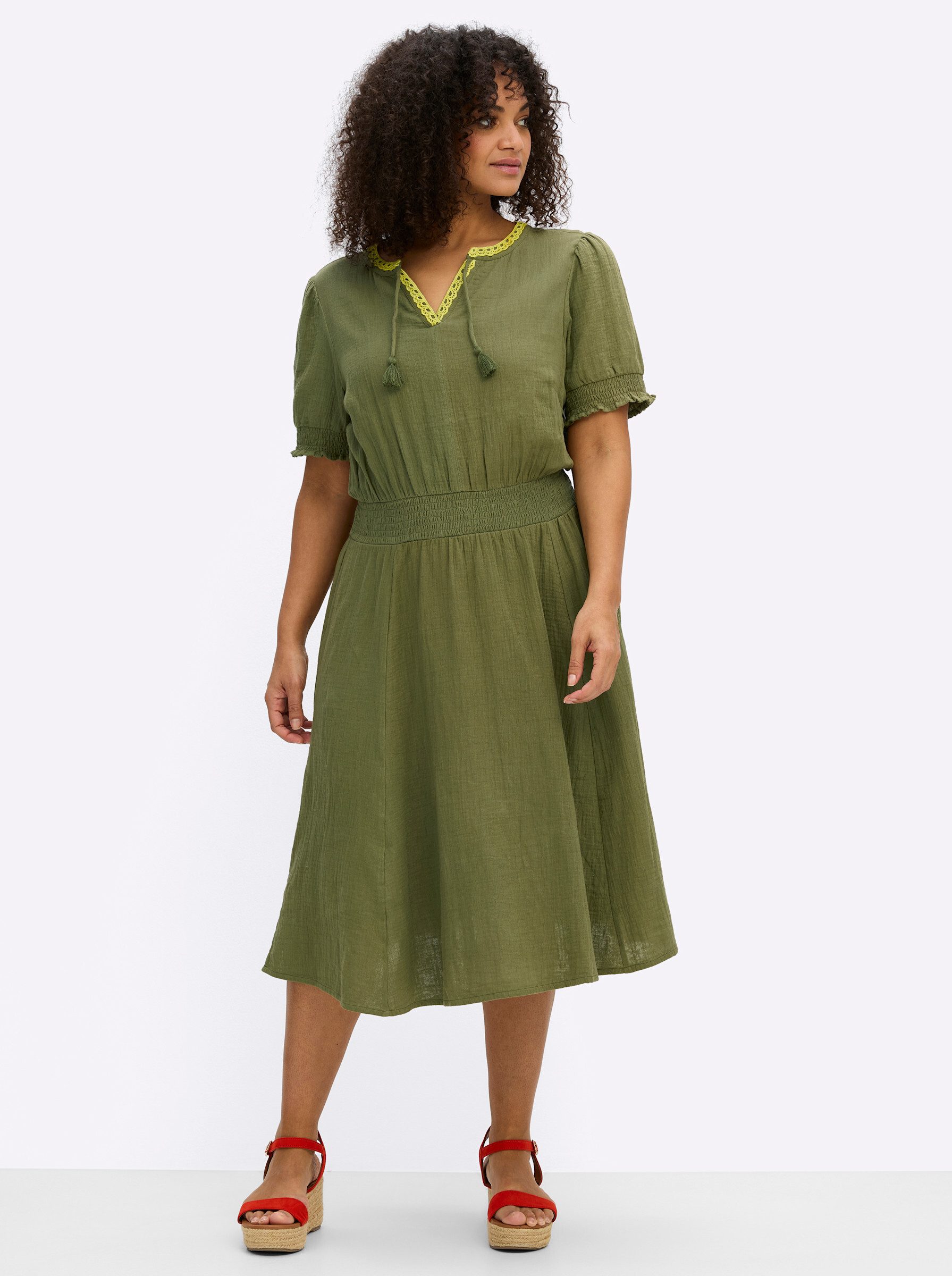 Sheego Etuikleid Kleid Kurzarm