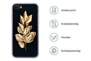 MuchoWow Handyhülle Pflanze - Blätter - Gold - Schwarz - Luxus, Handyhülle Apple iPhone 8, Smartphone-Bumper, Print, Handy Schutzhülle