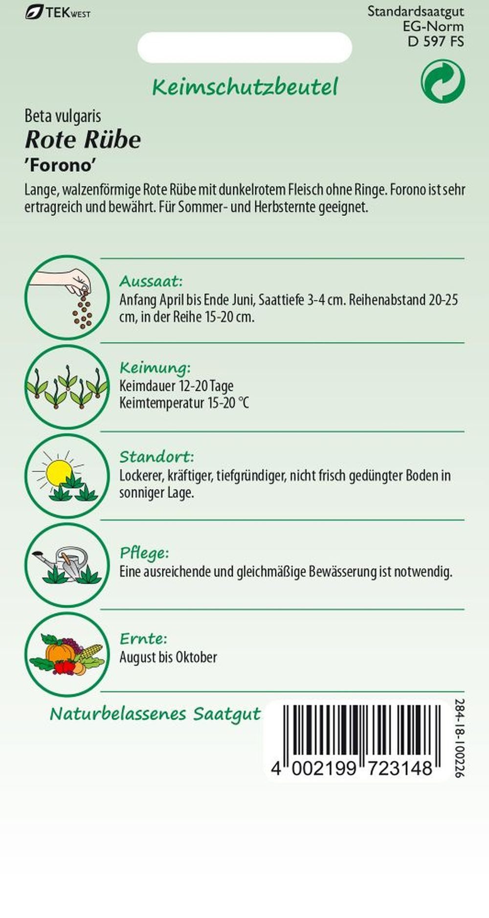 SAMEN PFANN Gemüsesamen Rote Rübe, Forono - Rote Beete Bete Saatgut Samen, günstig online kaufen