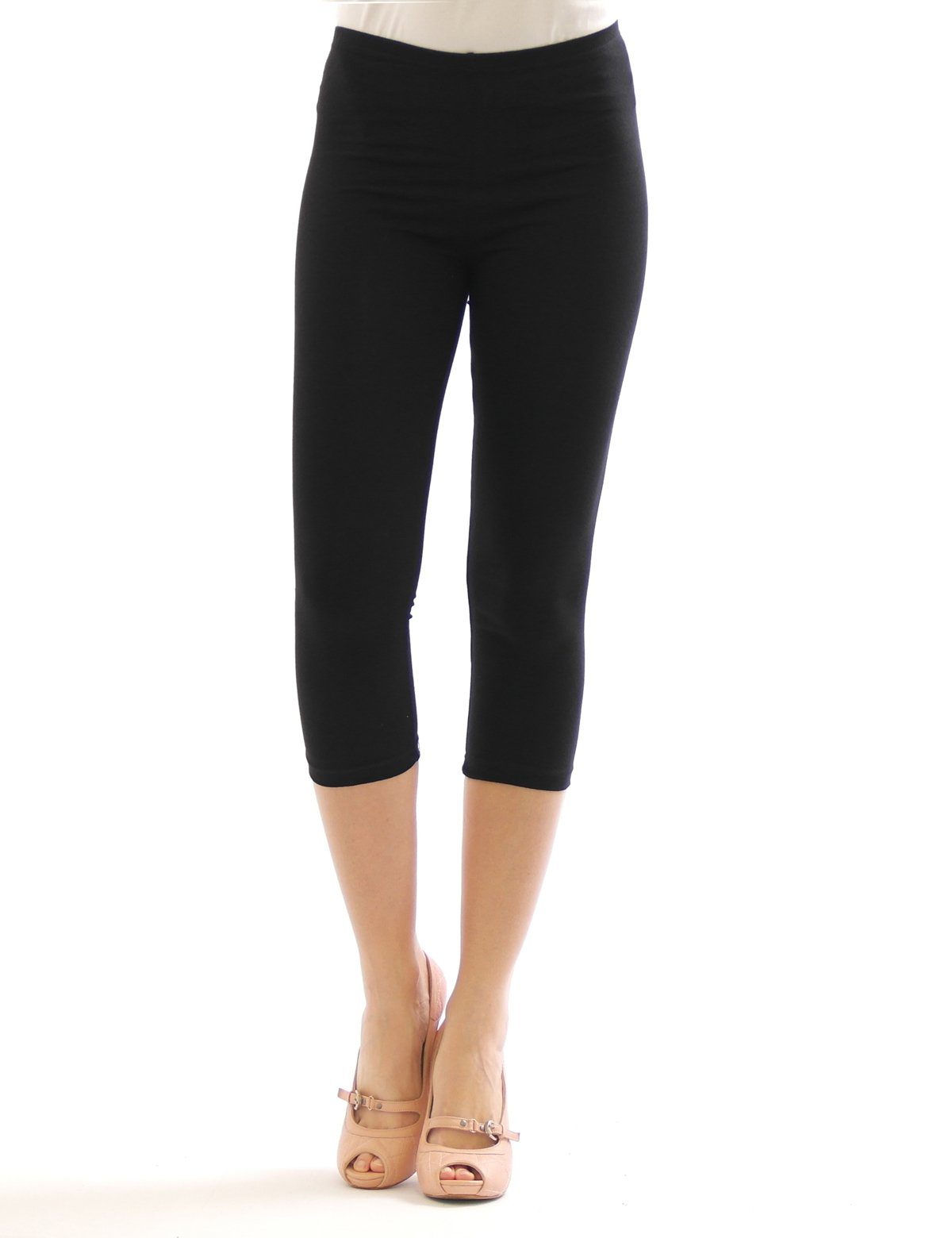 SYS Caprileggings Damen 3/4 Capri Leggings Leggins kurze Knie Hose Baumwoll günstig online kaufen