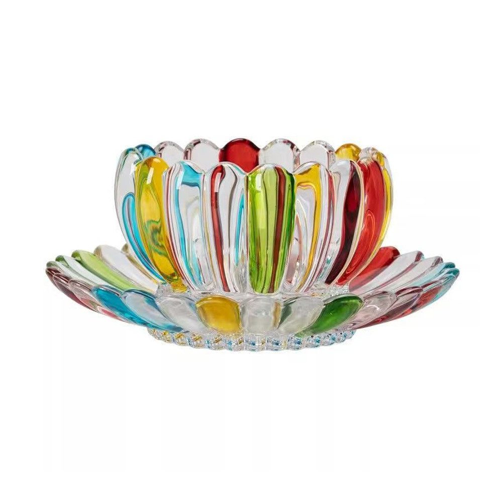 FANNOU Dessertschale mit Unterteller, Glasschalenset - Lotus Design, Elegantes Design
