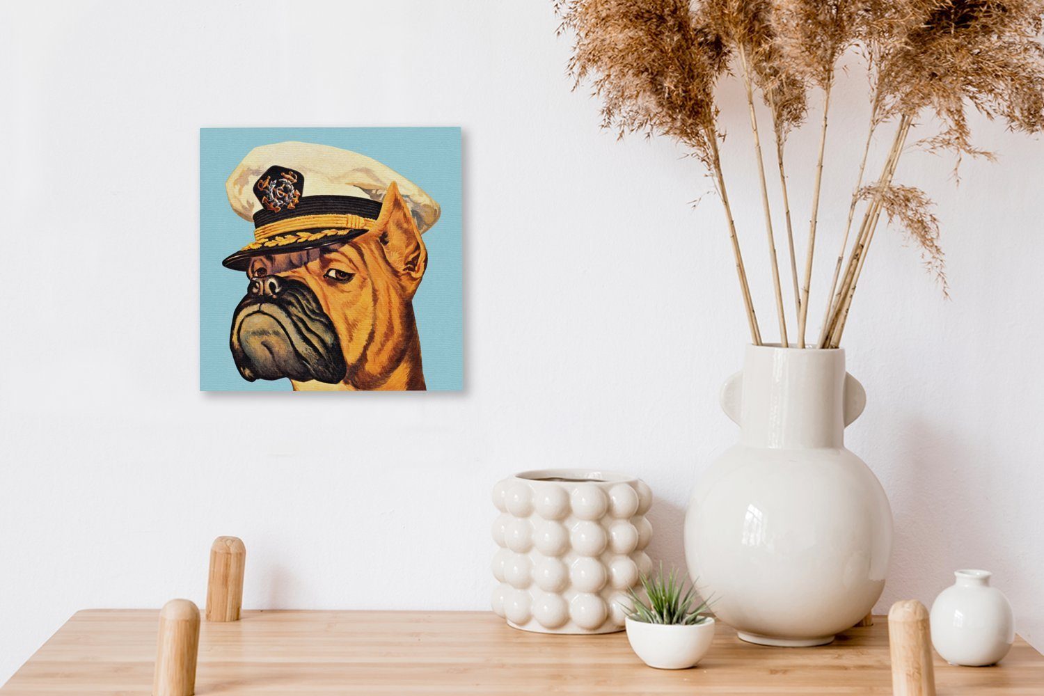 Illustration Kapitän Bilder OneMillionCanvasses® Eine als Hundes St), der eines Pop-Art, für in Wohnzimmer Schlafzimmer (1 Leinwand Leinwandbild