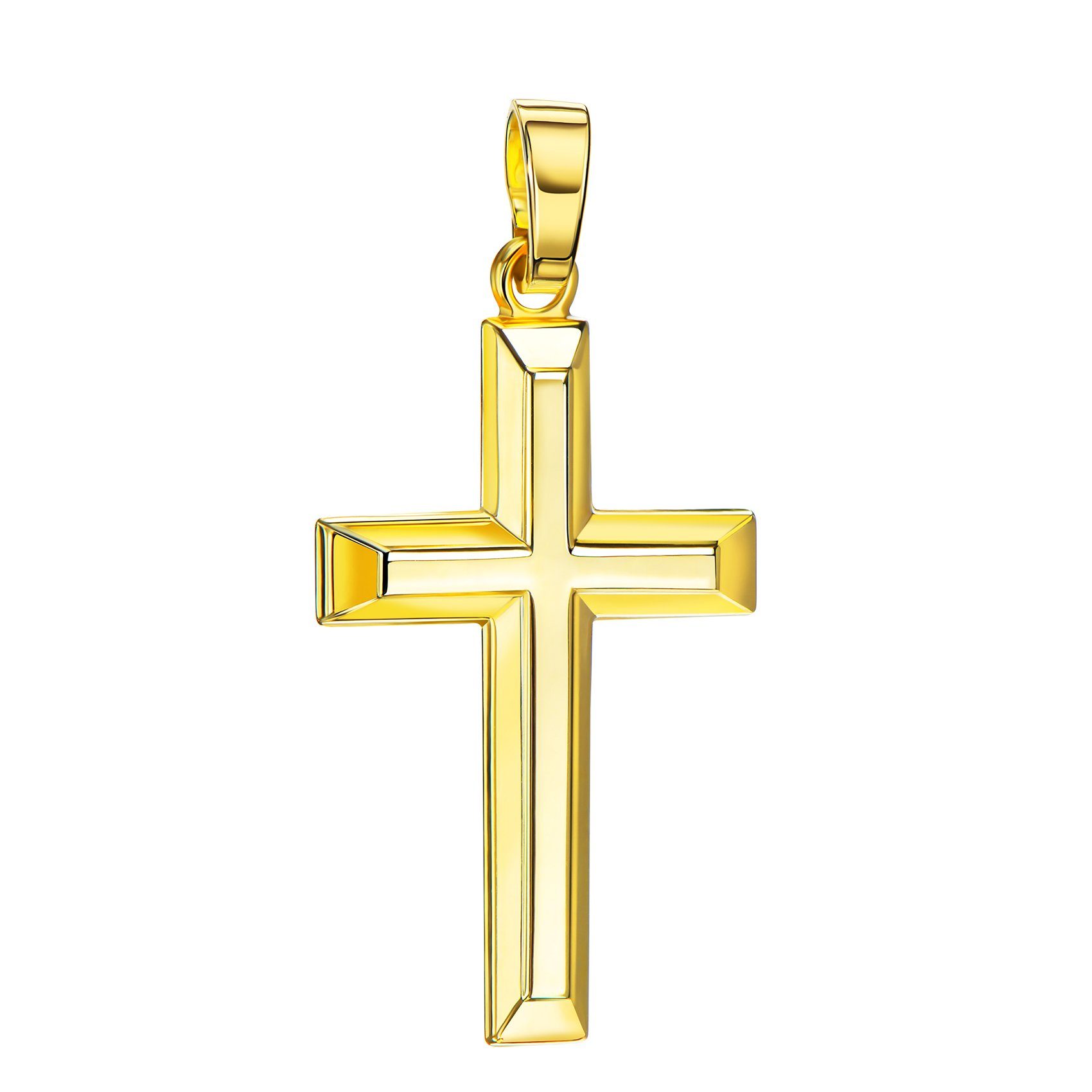 JEVELION Kreuzanhänger Kreuz Anhänger 333 Gold (Goldkreuz, für Damen und  Herren), Goldenes Kreuz - Made in Germany