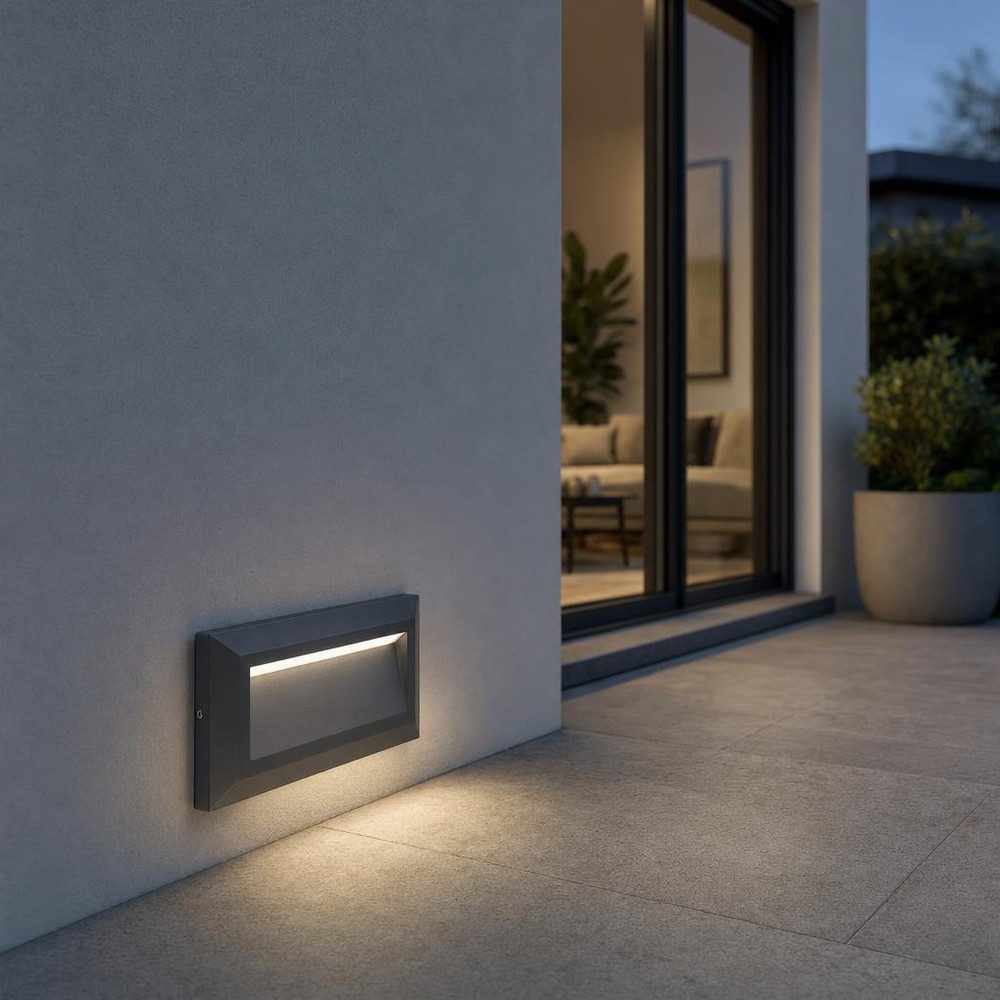 LUTEC LED Außen-Wandleuchte, LED-Leuchtmittel fest verbaut, Neutralweiß, LED Außenwandleuchte Dunkelgrau Aluminium Fassadenlampe IP54 B 23 cm