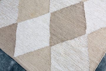 Teppich GALERIA 230x160cm beige / braun, riess-ambiente, rechteckig, Höhe: 10 mm, Wohnzimmer · Baumwolle · Rautenmuster · Scandinavian Design