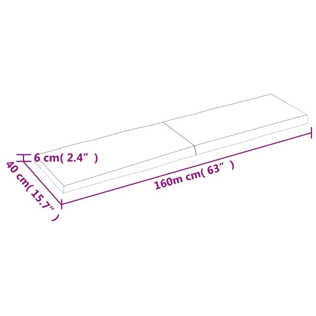 (1 Tischplatte Massivholz Behandelt Baumkante 160x40x(2-6) furnicato St) cm