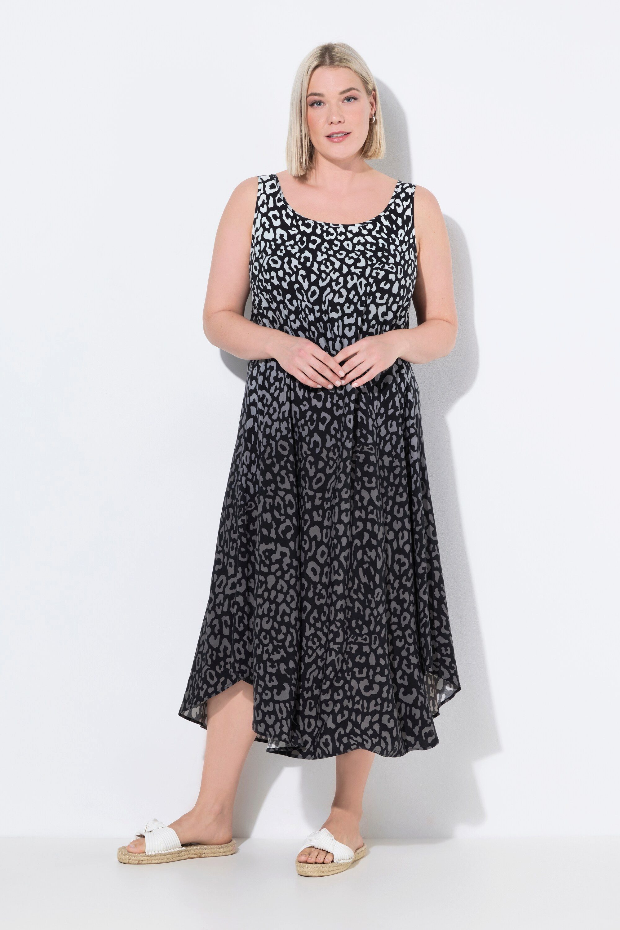 Ulla Popken Maxikleid Midikleid Leo-Farbverlauf Rundhals günstig online kaufen