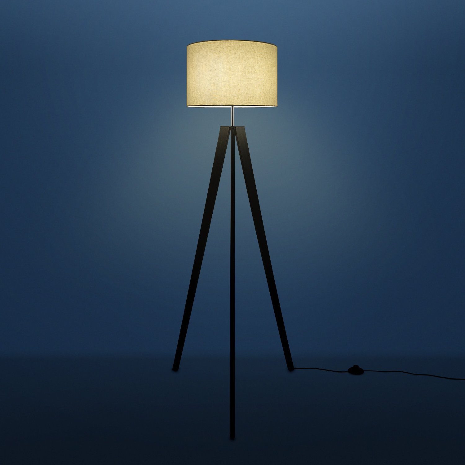 Wohnzimmer uni Lampe Leuchtmittel, Stil LED Skandinavischer Paco E27 Stehlampe Color, Canvas Fuß Home ohne Vintage Stehlampe
